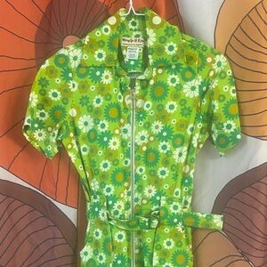 MIRACLE EYE 70s style flower Jumpsuit